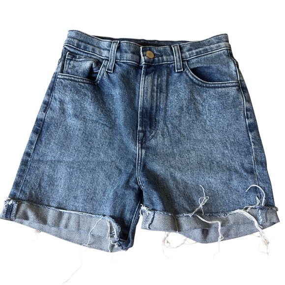 J Brand Jules Denim Cutoff Shorts Sympathy Destruct Raw Hem Blue Size 24‎ - Picture 1 of 7